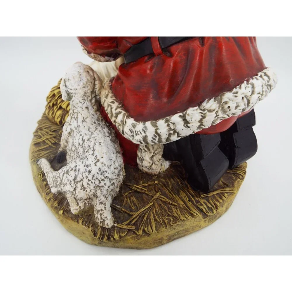 RP Gauer 1983 Roman Kneeling Santa Resin Figurine Baby Jesus Manger